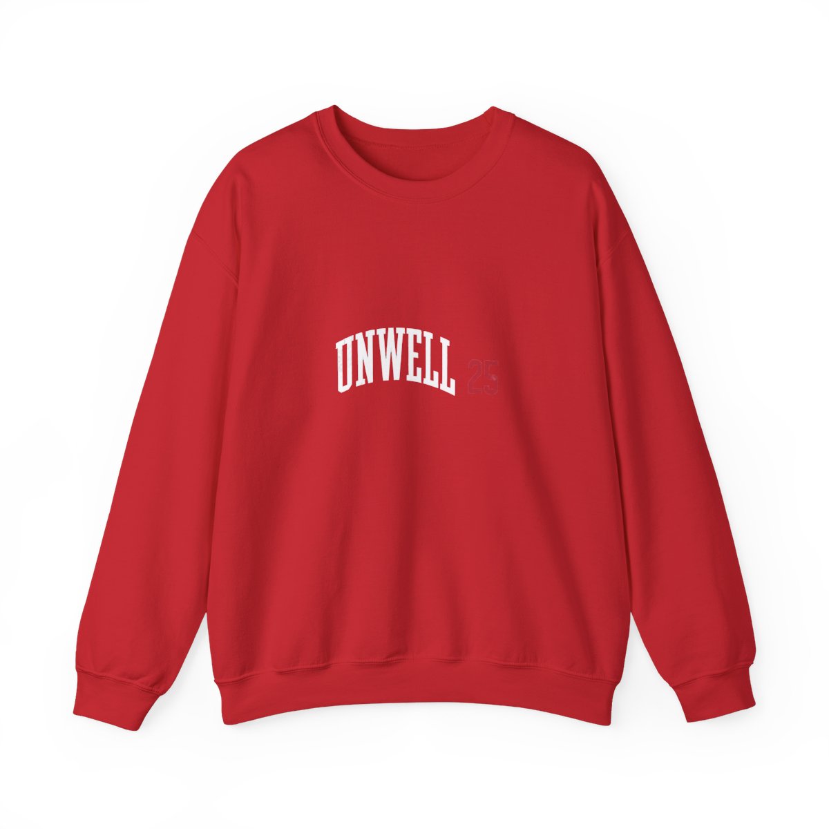 Unwell Varsity 25 Ironic Crewneck Sweatshirt - Sarcastic Athlete Humor - alternate angle 4, merchandise
