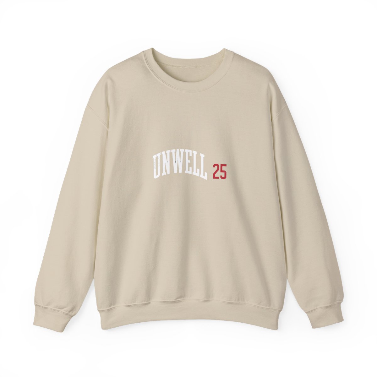 Unwell Varsity 25 Ironic Crewneck Sweatshirt - Sarcastic Athlete Humor - alternate angle 4, merchandise